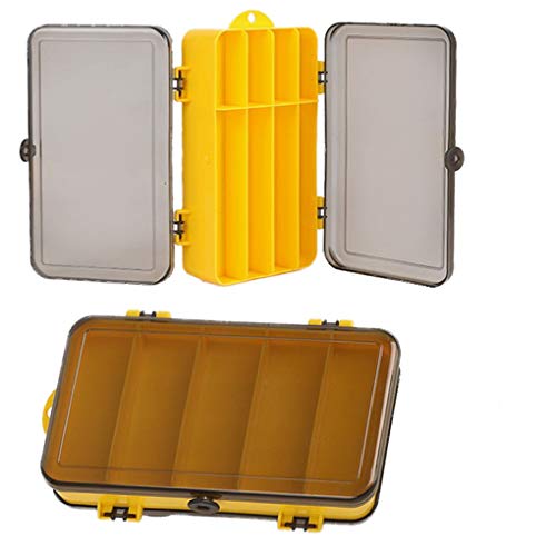 Toasis Two Sided Plastic Box Fishing Lure Storage Container Organizer Small Fishing Tackle Box - color: Yellow