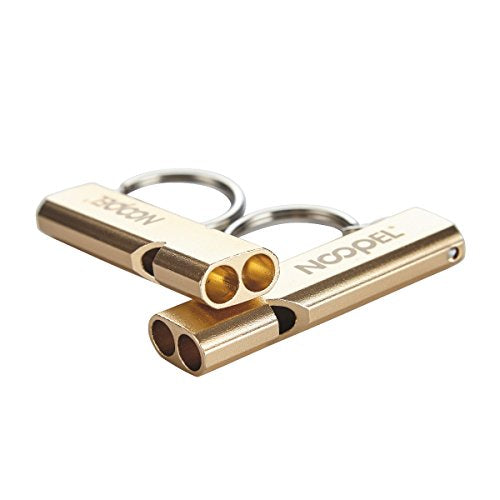 Noopel Emergency Whistles Lifeguard Safety Whistle with Lanyard and Keychain for Outdoor Camping Hiking Boating Backpacking Fishing Kayak Kids Rescue Signaling Loud Survival Whistle - color: 2 Pack Gold