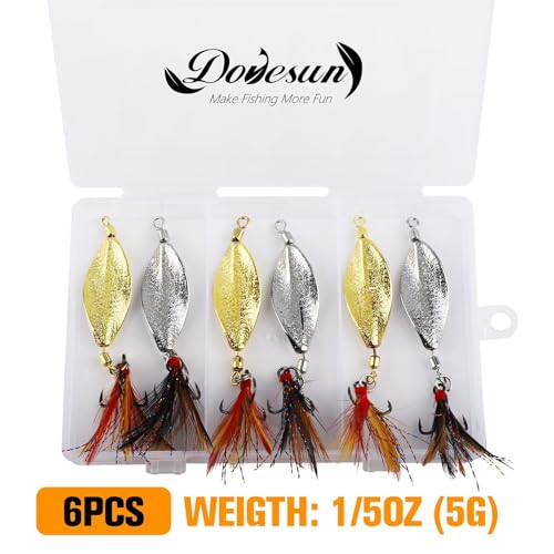 Dovesun 6 pcs Fishing Jigging Spoon Lures for Freshwater Saltwater Casting Spoon with Treble Hook Jig Swivel Hard Metal Spinner Baits for Bass Trout Pike Salmon 1/5oz 1/4oz 3/8oz 1/2oz - color: 6pcs-1/5oz-5G