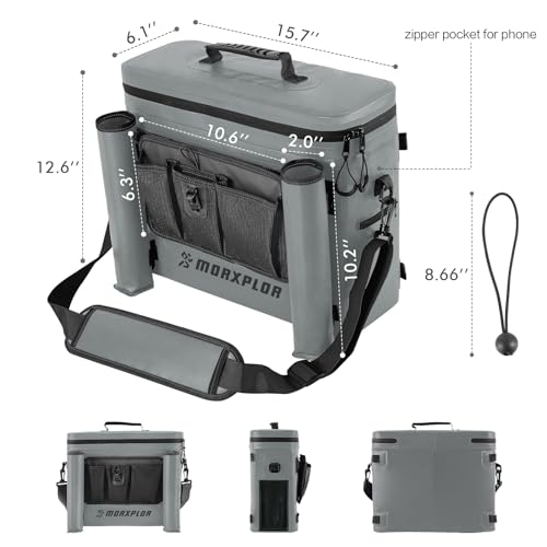 MORXPLOR Kayak Cooler,Waterproof Kayak Seat Back Cooler for Kayaking,Kayak Accessories Cooler Bag,Protable Ice Chest,Beach Cooler,Travel Cooler for Camping or Lunch Bag - color: Dark Grey