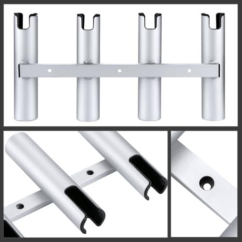 Aluminum Fishing Boat Rod Holder,3/4 Link Tube Aluminum Rod Rack, Suit Boats & Yacht ,Silver - color: Silver 4 Tube