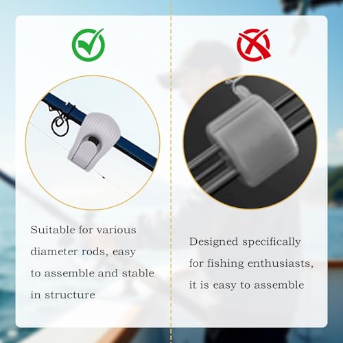 4Pcs Fishing Rod Clips Multi-Functional Fishing Rod Tie & Fixer, Portable Detachable Fixed Storage Organizer Suitable for Casting Rods, Spinning Bass & Fly Rods（Gray）