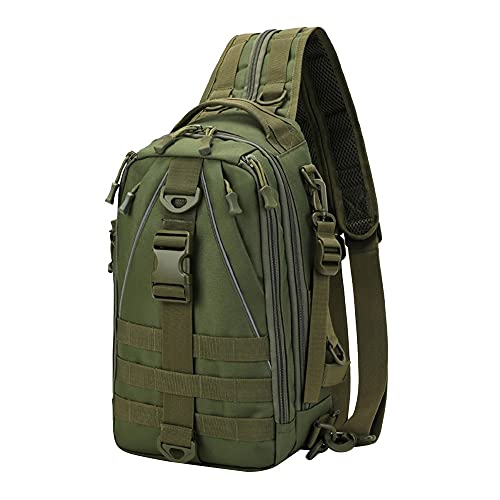 ACEXIER Tactical Chest Bag Camping Multi-Color Shoulder Sling Bag Fishing Hiking Backpack Outdoor Rucksack - color: Green