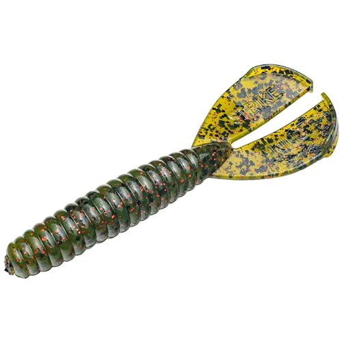 Strike King Rage Twin Tail Menace Grub, 4 Inch, 8 Pack, Bass Lure, Double Tail Grub, Fishing Soft Plastic Lures - color: 18 - Watermelon Seed with Red Flake