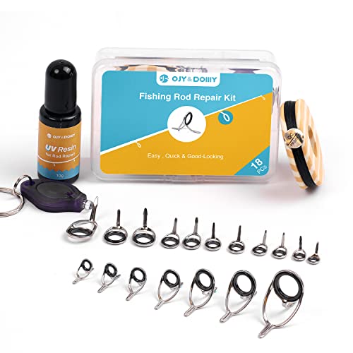 OJYDOIIIY Fishing Rod Eyelet Repair Kit Complete, Emergency Quick-Fix Fishing Pole Eyes Replacement Kit with Stainless Steel Guides for Spinning/Casting Rod - color: Casting