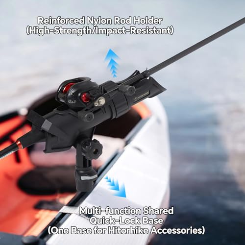 HITORHIKE Fishing Rod Holder Universal Fit Kit Allows for 360-degree Adjustment Kayak Fishing Boat Powerlock Rod Holder - style: Fishing Rod Holder X2+track Mount X2