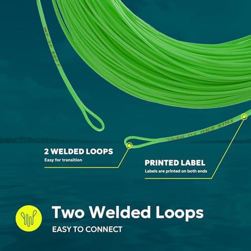 SF Fly Fishing Line with Two Welded Loops Weight Forward Floating Fly Lines Trout 90FT WF2 3 4 5 6 7 8 9F Multi-Color Freshwater - color: Grass Green, size: WF8F 90FT Line