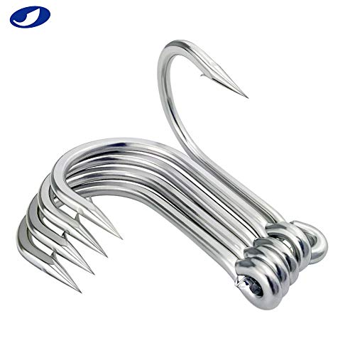 OCEAN CAT Classic Fishing Hook Stainless Steel Barbed Offset Point Octopus Circle Fishing Hooks Trolling Hooks Fishing Tackle for Saltwater and Freshwater Fishing - size: 10/0