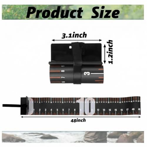 VioraWhite 2 Pcs 48 Inch Fishing Ruler Fishing Measuring Tape with Bump Board Waterproof Portable Roll up Fish Measuring Board Device Tool for Crappie Tuna Shark Swordfish - color: Black, size: 48 Inch