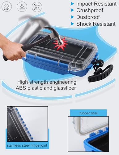 Hlotmeky Dry Box for Kayaking, Boat - Waterproof Phone Case, Small Watertight Storage Box, Diving Dry Case (Blue) - color: Blue