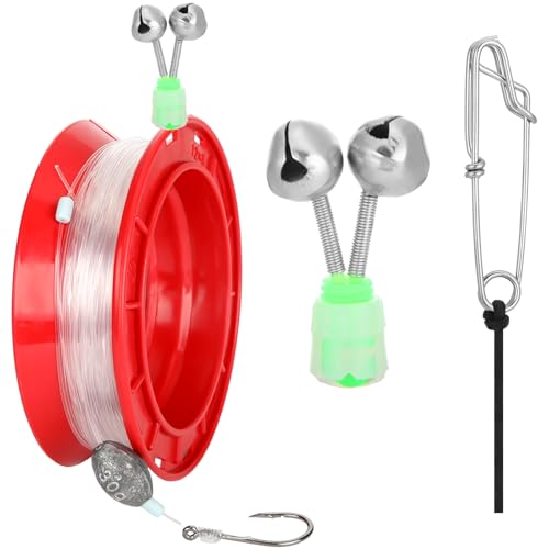 Roowest 6 Inch Hook Keeper Top Reinforced Complete Rig with with Bell, Lanyard & 35m 42# Line Kit for Shore Fishing Grouper Snapper
