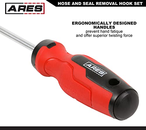 ARES 10038-5-Piece Hose and Seal Removal Set - Includes 90 Degree Seal Pick and Single and Double Offset Hose Removers - Chrome-Plated Steel Shafts - Easily Remove Hoses, Clips, Clamps, and More - size: 5-Piece Hose + Seal Removal Set