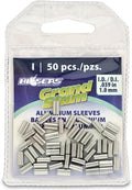 HI-SEAS Grand Slam Aluminum Fishing Line Crimp Sleeves - Retail Pack, Durable and Strong Crimps for Monofilament 40lb Test up to 600lb Test for Saltwater Fishing Leaders - style: 50 Pc/1.0 Mm Inside Diameter
