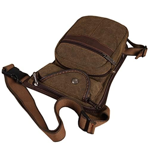 Canvas Drop Leg Bag Hiking Waist Pack for Men Outdoor Travel Sports Tactical Motorcycle Bike Fanny Pouch Casual Sling Daypack - color: #01Brown