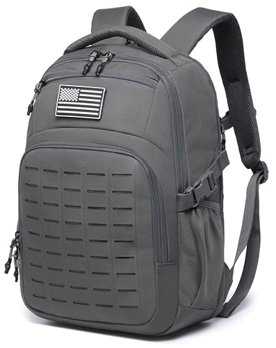 Wotony Military tactical backpack Laser-Cut MOLLE Webbing, backpack for men black small tactical assault bag (dark gray, 20 inch) - color: Dark Gray, size: 20 inch