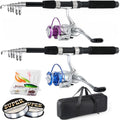 Tripquips Fishing Pole Combo, 6.9ft 2Pcs Telescopic Rods Set, Collapsible Fishing Rods, 2PCS Spinning Reel Set with Carrier Bag Freshwater Fishing Rod and Reel Combos Kits - color: Blue & Purple Fishing Combos