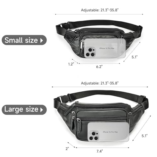 Genuine Leather Fanny Pack Men Women Multi-Pockets sling Waist Bag For Travel Sports Hiking Cycling Fishing Running Black Small - color: Black, size: Small