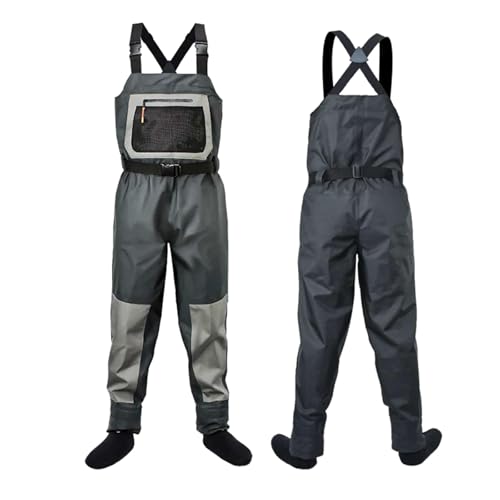 Stockingfoot Fishing Waders for Man, Breathable Waterproof Chest Waders with Neoprene Feet, Reinforced River Fishing Waders for Fly Fishing