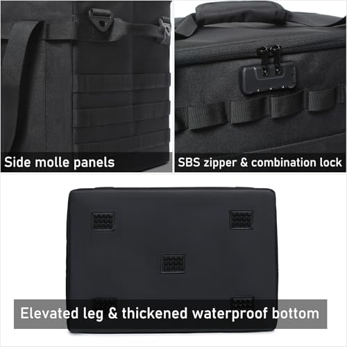 Tactical Camping Storage Bag - 38L Utility Tote Bag Organizer with Combination Lock and Shoulder Strap - color: Black, size: 38L