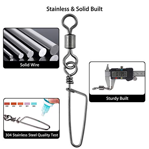 Dr.Fish 30 Pack Barrel Snap Swivels, Barrel Swivels Fishing Tackle Crane Rolling Coast Lock Snap Lure Leader Line Connector Fresh&Saltwater - size: #1/0-110LB-30 Pack