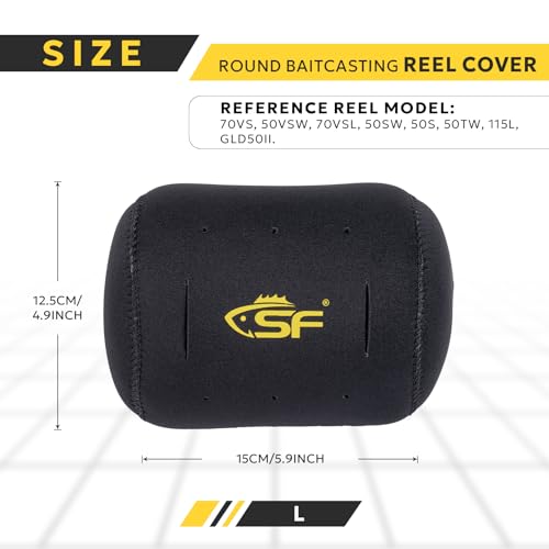 SF Neoprene Conventional Reel Covers Round Reel Case Protective Cover Shield Pouch, XXS/XS/S/M/L/XL/XXL Size, Black - color: Black-3Pcs-L