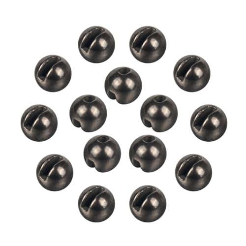 50pcs Tungsten Slotted Beads for Fly Tying, Sink Deeper and Faster 12 Colors/13 Sizes Slotted Tungsten Beads Fly Tying Beads Head Fly Tying Materials - color: Black Nickel, size: 2.5mm