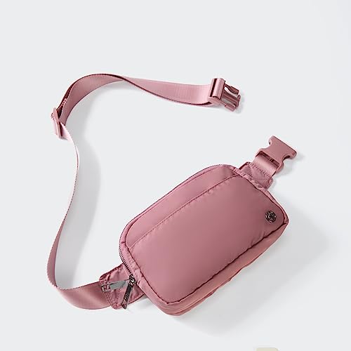 Pander Everywhere Belt Bag for Women, 5 Zipper Pockets Nylon Crossbody Fanny Pack Purse (Dune Pink) - color: Dune Pink