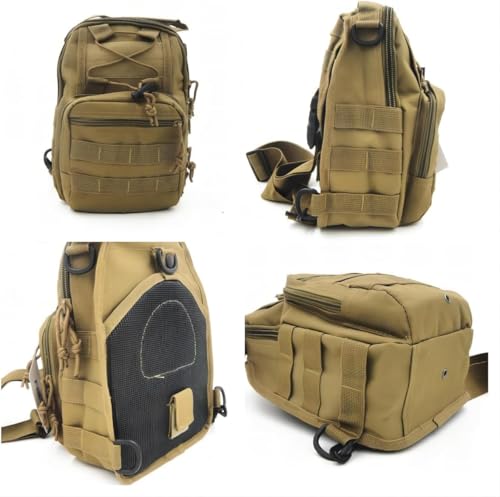 FAMI Outdoor Tactical Bag Backpack, Military Sport Bag Pack Sling Shoulder Backpack Tactical Satchel for Every Day Carry (Tan 2 Packs) - color: Tan 2 Packs