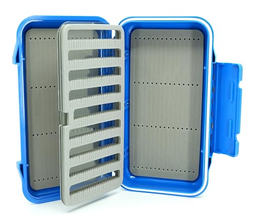 Kingfisher Waterproof Dry Fly Fishing Box with Leaf - color: Blue, size: Foam A Leaf w/ Foam D Box