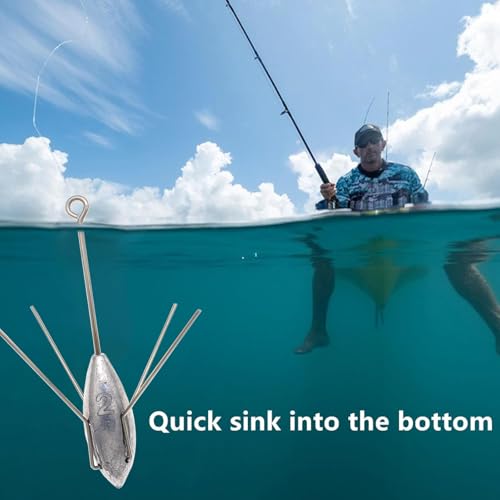 5 Pcs Sputnik Sinker Fishing Weights Lead Surfing Casting Spider Sinkers Long Tail Fishing Equipment for Catfish Saltwater Beach Sand Ocean - size: 2oz - 5pcs