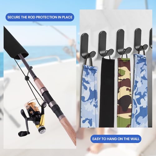 Neoprene Camo Fishing Rod Sleeves,Fishing Pole Sleeves,Fishing Rod Socks | UV Resistance,Puncture Resistant, Protect Casting, Spinning, Trolling Fishing Rods, Storage, tangled-free,75in,68in,60in - color: 2-Black, size: 69"
