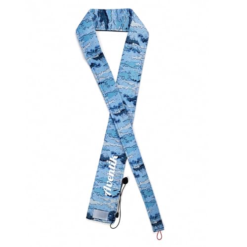 Aventik Lightproof Neoprene Rod Sleeve – Protective Fishing Rod Sock Cover with Hanging Loop & Adjustable Lanyard for Casting, Spinning & Trolling Rods - color: Blue camouflage, size: Length: 60''/1.52m