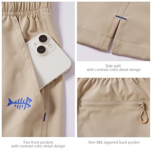 BASSDASH Men’s 7” Fishing Shorts UPF 50+ Lightweight Water Resistant Quick Dry for Hiking with Zipper Pocket FP06M - color: Light Khaki, size: 3X-Large