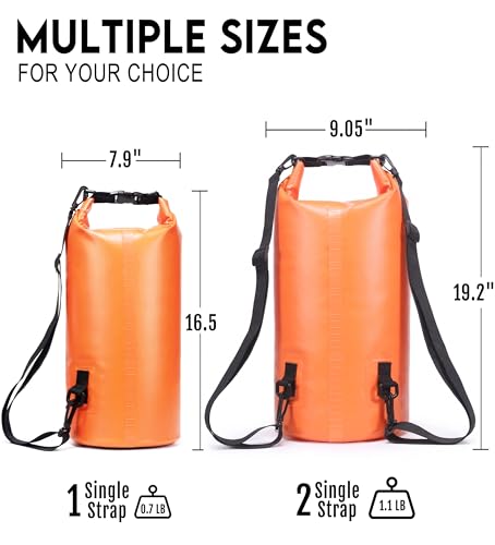 Soulsfeng Waterproof Dry Bag Backpack, Roll Top Floating Dry Storage Bag with Phone Case, Lightweight Dry Sack for Kayaking, Boating, Beach, Travel, Camping 20L, Orange - color: Orange, size: 20L