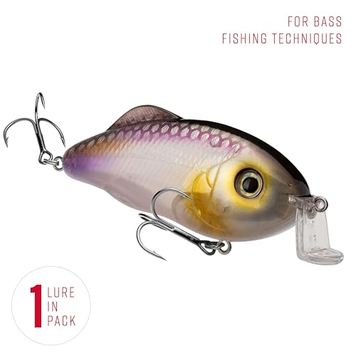 Strike King Hybrid Hunter Shallow Jr. Fishing Lure, Shallow Diving Crankbait, 90-Degree Bill, 3D Eyes, Loud Rattle, Dives 1 to 3-Feet,Size 4 & 6 Treble Hooks - color: Clearwater Minnow, size: 1 oz