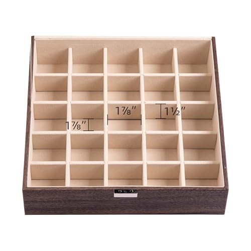 Frebeauty Earring Organizer Classic Jewelry Box 50 Slots Double Layer Jewelry Storage Case with 6 Necklace Hook and Bracelet Pocket(Tree Brown) - color: Tree Brown