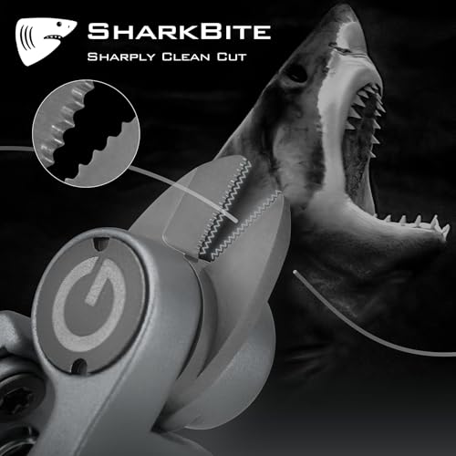 GOMEXUS Sharkbite Fishing Line Cutter with Retractors and Fishing Knot Tying Tool and Hook Eye Cleaner, Fly Fishing Nippers - color: Gray