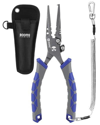 Booms Fishing Multi-Function Pliers Saltwater: 8.5" Carbon Steel Saltwater Fishing Pliers with Hook Remover, Split Ring Tool, Braid Cutters & Crimper for Freshwater & Saltwater Anglers, XW12 - style: 8.5" fishing pliers