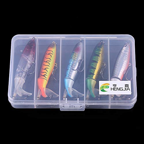 Topwater Fishing Lures With Storage Box, Whopper Popper for Bass, Catfish, Pike, Perch - Floating Pencil Bait With Rotating Tail for Freshwater or Saltwater - color: Yellow