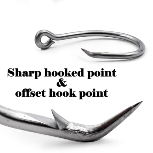 FishTrip 25pcs Circle Hooks Saltwater, in-Line 5X Strong Fishing Hooks for Saltwater & Freshwater, Live Bait Non-Offset Wide Gap Fish Hook for Catfish, Striped, Bass, Salmon, Mackerel, Tuna - size: 20/0_2pcs