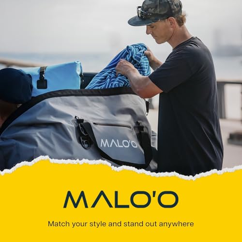 Malo’o Waterproof Dry Duffel, Heavy-Duty Roll Top Waterproof Gear Bag with Shoulder Strap & Molle Loops, Marine Duffel for Kayaking, Boating, Camping, Beach & Travel, Grey, 100L - color: Grey, size: 100L