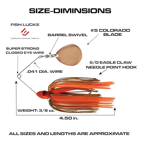 Redman Spinner Bait by Jimmy Houston, 3/8 Ounce Colorado Spinnerbait - color: Orange/Brown