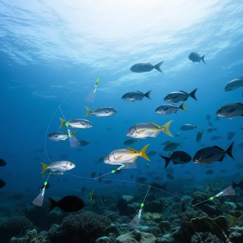 Double Hook Rig Surf Fishing: 9PCS Pompano Float Rigs with 3 Circle Hook Saltwater Gear Tackle for Surf Fishing - color: Multi color