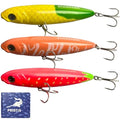 Pristis 3 pcs Topwater Fishing Plopper Lures, Floating Popper Bait Set with Chemically Sharpened Hooks for Saltwater Freshwater, Top Water Plopping Swimbait Teaser for Bass Tuna Perch Pike Crappie - color: Vibrant Harvest Stick Lures