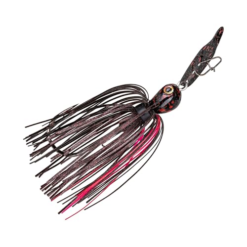 Strike King Thunder Cricket Fishing Lure, Vibrating Swim Jig, Silver Blade, 4/0 Jungle-Style Flipping Hook - color: Black Widow, size: 1/2 oz