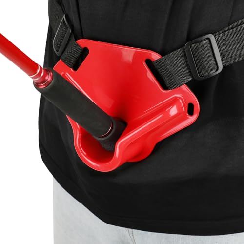SANLIKE 2PCS Adjustable Fishing Fighting Belt ABS Rod Waist Support Tackle | Soft EVA cushion eases belly pressure, quick adjust waist strap, deep rod slot, bonus metal clip for small tackle storage - color: Red Fishing Belt-- 2pcs
