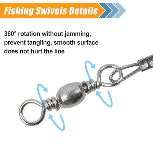 Circle Hooks Rigs Saltwater Fishing Leader Wire, 20pcs Circle Hooks with Steel Wire Leaders Catfish Rig for Bass Surf Fishing Striper Snapper Flounder - size: 7/0-20Pack
