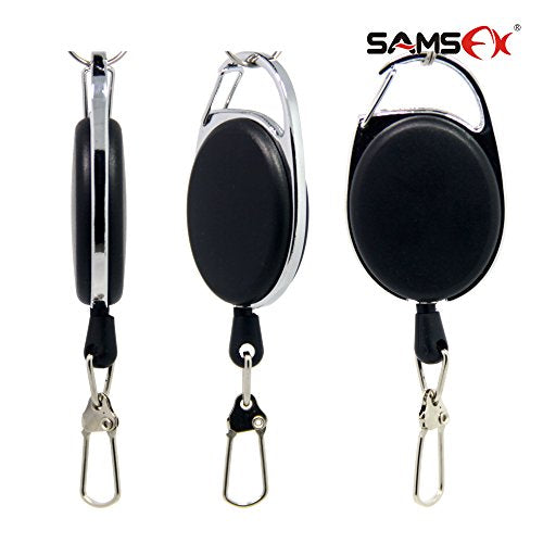 SAMSFX Fly Fishing Zinger Retractor for Anglers Vest Pack Tool Gear Assortment Combo 3pcs in Pack - color: Retractor With Ordinary Clips, 24" Nylon Cord