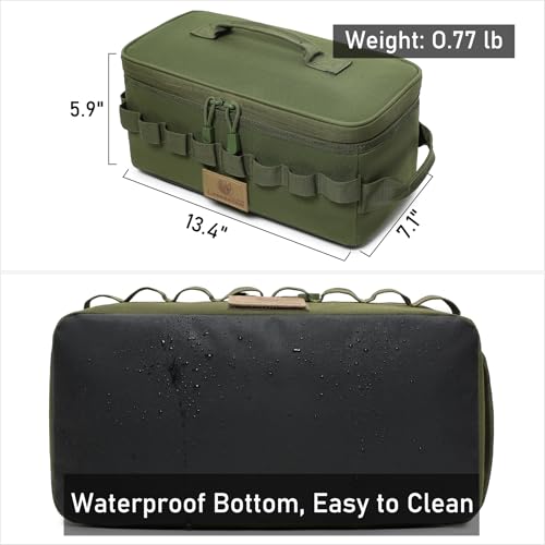 Tactical Camping Storage Bag 9L Tactical Utility Tote Bag Camping Cookware Organizer Trunk Organizer - color: Army Green