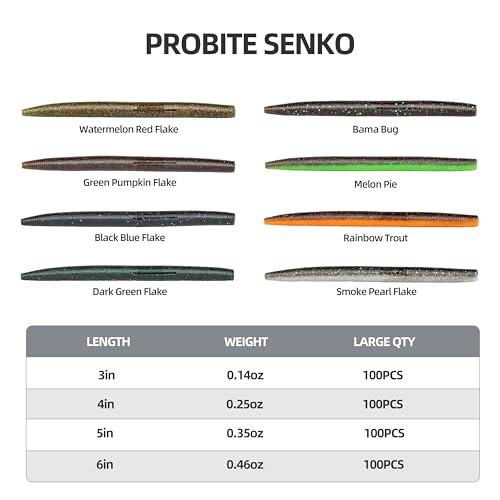 Soft Fishing Worm 100PCS, 3/4/5/6" Mega Value Pack Senko Style Soft Lures for Bass, Plastic Worm Stick Baits, Multicolor, Cost-Effective Fishing Gift - color: Rainbow Trout, size: 5"